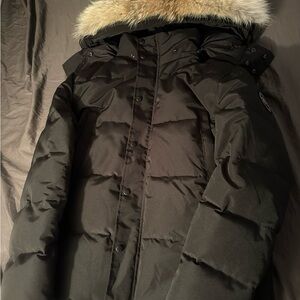 Canada Goose Black Down Puffer Parka with Fur-Trim Hood